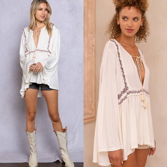 POL Embroidered Boho Top - Picture 2 of 5